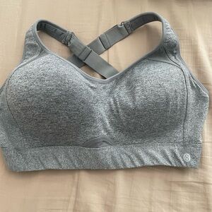 Gray cross back sports bra
